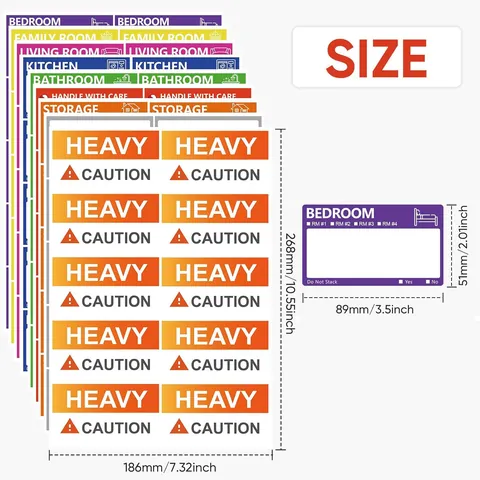 Color Coded Moving Labels For Boxes Room Classification Identification Stickers Removable Packaging Warning Fragile Labels For Packing Organization