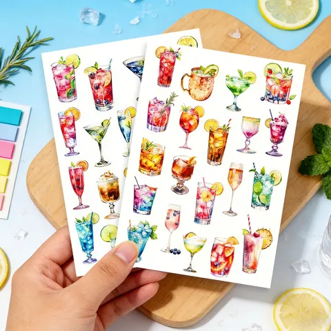 Summer Drink Fruit Soda Stickers Watercolor DIY Scrapbooking Journal Decoration Material Personalized Stationery Stickers