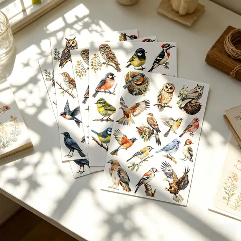 Watercolor Bird Journal Stickers Minimalist Scrapbooking DIY Decorative Art Stickers for Journaling Stationery Decoration