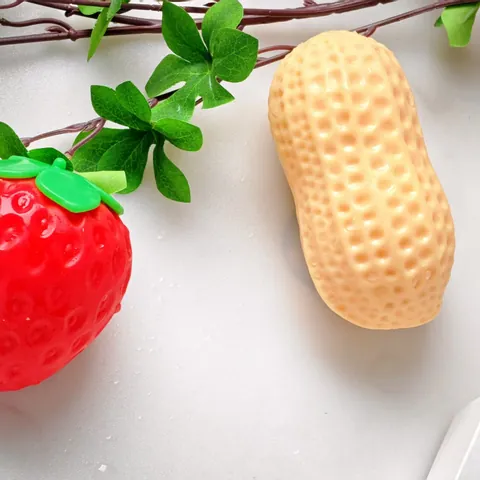 Realistic Simulated Fruit Strawberry Peanut Squishy Slow Rebound Stress Relief Toy For Adults Decompression Sensory Fidget Toy
