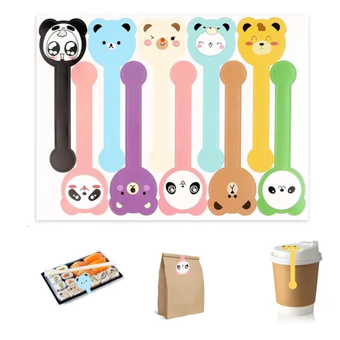 Panda Dessin Animé Ours Longue Bande Autocollants De Scellage Animal Motif Étiquettes Adhésives Pour Boulangerie Gâteau Boîte Cadeau Décoration