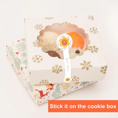 Yellow Smiley Face Baking Long Stickers Ins Style Cute Biscuit Jar Decoration Thank You Labels For Gift Sealing Packaging