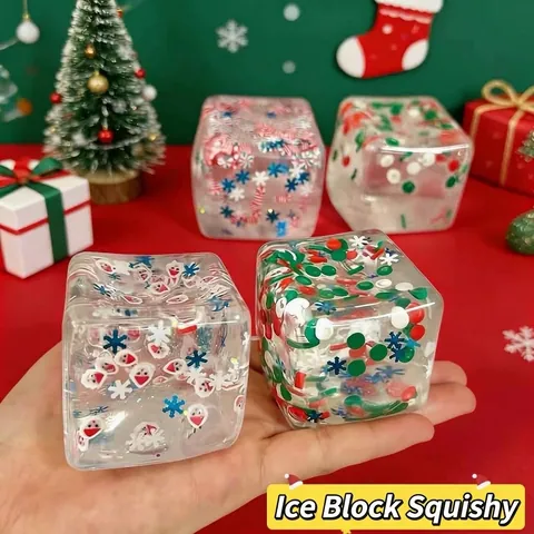 Weihnachten Limited Malzzucker Eiswürfel Squishy Spielzeug Transparent Stressabbau Weicher Würfel Für Kinder Erwachsene Geschenk