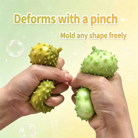 Jouet Squishy Durian Réaliste Rempli de Blocs de Construction TPR Anti-stress Jouet Sensoriel Bricolage Manuel Jouet à Presser en Forme de Fruit