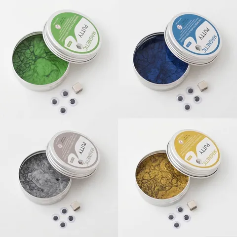 Creativo Set di Giocattoli Antistress in Pasta Magnetica per Bambini Adulti Argilla Metallica Con Cubo Magnetico e Occhi Giocattoli Fai da Te