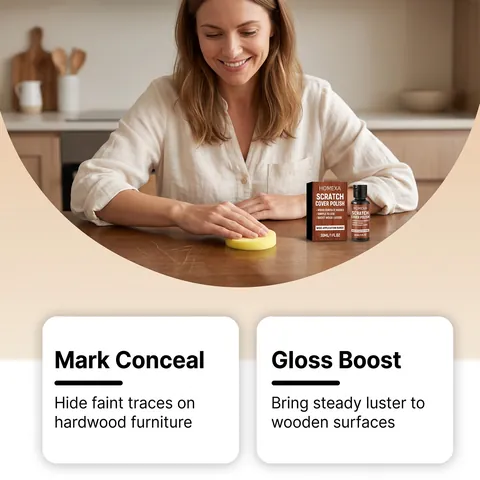 HOMEXA Hardwood Floor Furniture Care Agent Scratch Cover Polish Guard With Cleaning Sponge For Home Wood Surface Restore