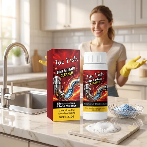 Jue Fish Sink And Drain Cleaner Powder Powerful Concentrated Formula Pipe Dredging Agent For Kitchen Bathroom Sewer Unclogger