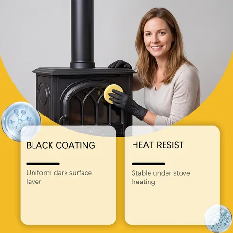 Jue Fish Cast Iron Stove Black Restoration Paste With Sponge Heat Resistant Polishing Cleaning Cream For Kitchen Metal Care