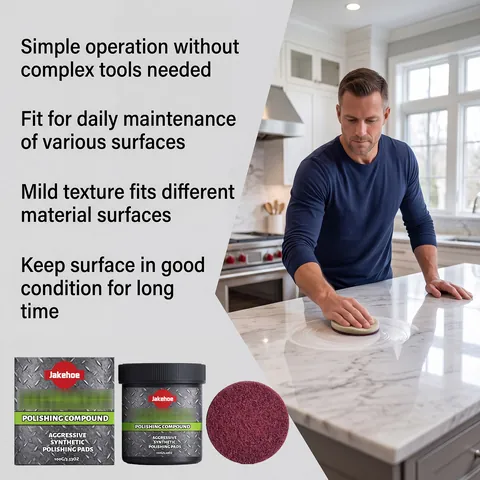 JAKEHOE Furniture Polishing Paste Compound For Wood Stone Cleaning Restoration Shine Maintenance With Sponge Pad