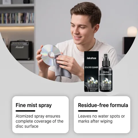 JAKEHOE Professionelles CD DVD Reiniger Spray Tiefenreinigung für Disc Vinyl Fingerabdrücke Staubentfernung