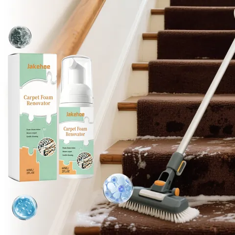 Jakehoe Rénovateur de Tapis en Mousse 60ml Nettoyage en Profondeur Détachant Sans Eau Mousse Dense Rinçage Facile Spray Entretien