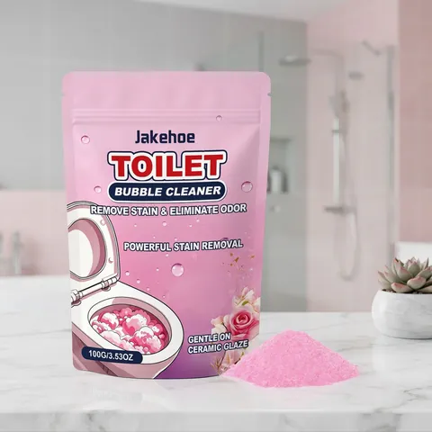 Jakehoe Pink Toilet Bubble Cleaner Powder Powerful Stain Removal Odor Eliminator Gentle Ceramic Bathroom Cleaning Supply