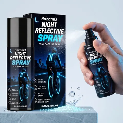 HozoneX Nacht Reflecterende Spray Hoge Zichtbaarheid Veiligheid op Waterbasis Sneldrogend Voor Fietshelm Kleding Rugzak