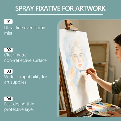Professional Art Fixative Spray Water-Based Protective Liquid Quick-Dry Matte Finish For Watercolor Sketch Pencil Artworks