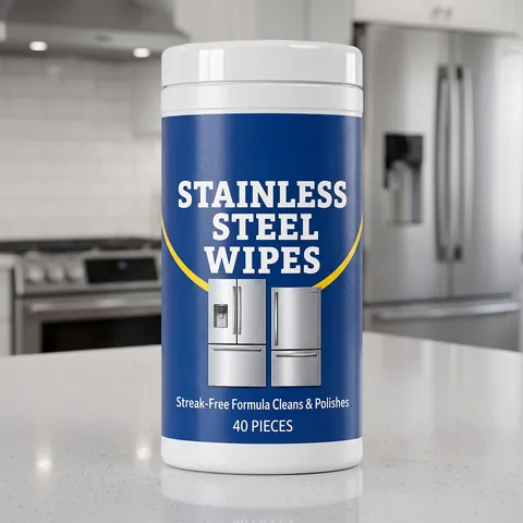 Lingettes Nettoyantes pour Acier Inoxydable Formule Sans Traces Polissage Lingettes Jetables Pour Appareils de Cuisine Surfaces Réfrigérateur