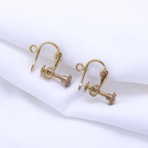 DIY Screw Earring Converter Clip-on For Non Pierced Ears Gold Plated Brass Findings Jewelry Making Component Accessory