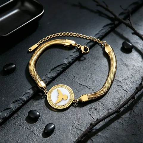Bracciale in Acciaio Inossidabile Placcato Oro 18K Per Donna Uomo Hip Hop Doppia Catena a Serpente Corda Cuore Gioielli
