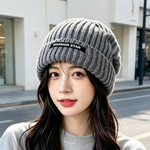 Unisex Χειμερινό Πλεκτό Slouchy Beanie Καπέλο Ζεστό Μονόχρωμο Μεγάλη Περίμετρος Κεφαλής Baggy Πλεκτό Σκούφο Για Άνδρες Γυναίκες