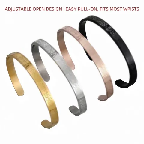Bracelet Manchette Écriture Arabe Ayatul Kursi pour Femmes en Acier Inoxydable Plaqué Or 18K Bijoux Religieux Musulmans