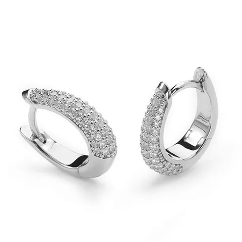 Boucles d'Oreilles Créoles en Forme de U en Argent Sterling S925 pour Femmes de Luxe Zirconia Géométrique Bijoux Cadeau