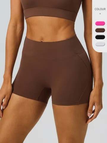 Women's High Waisted Yoga Shorts Butt Lift Workout Athletic Running Shorts Brushed Nylon Spandex Gym Bottoms