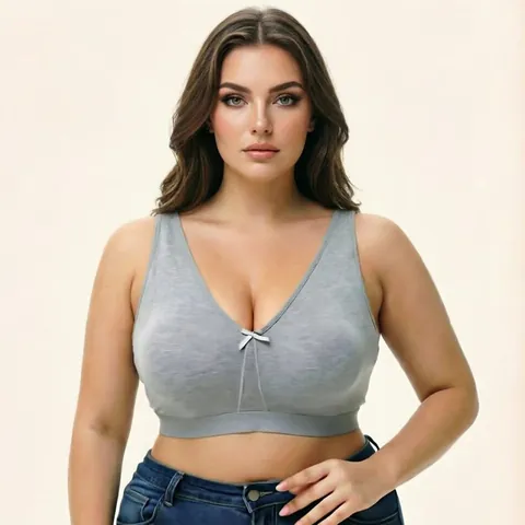 Plus Size Seamless Wireless Cotton Bra Ultra-Thin Full Cup Breathable Comfortable Underwear For Large Bust Women