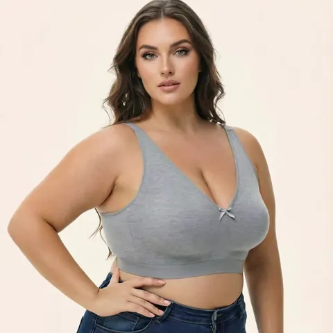 Plus Size Seamless Wireless Cotton Bra Ultra-Thin Full Cup Breathable Comfortable Underwear For Large Bust Women