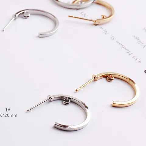 Geometric Copper Earring Posts Hooks For DIY Jewelry Making Minimalist Earring Components Gold Silver Plated Handmade Findings