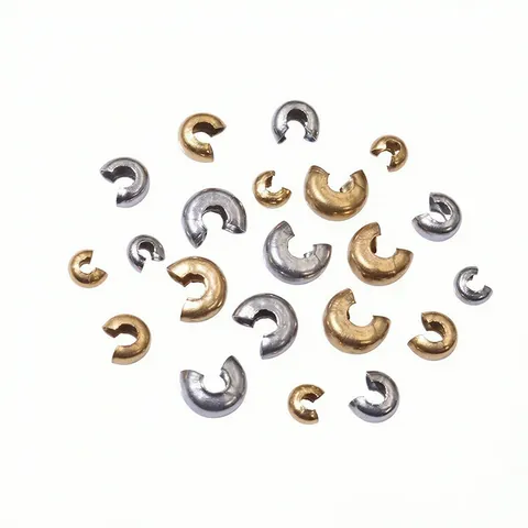 Stainless Steel Open Crimp Bead Covers For Jewelry Making DIY Bracelet Necklace Finishing Crescent Buckle Metal Findings