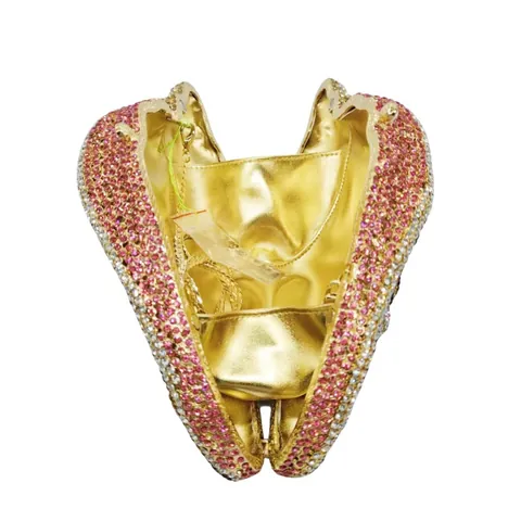 Bolso de Noche Lujoso Con Forma de Concha de Mar Con Diamantes de Imitación para Mujer Bolso de Mano de Embrague para Banquete Boda Fiesta