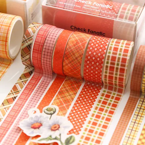Grid Pattern Washi Tape Set Washi Paper Decorative Plaid Stickers For DIY Scrapbooking Journaling Stationery Gift Supplies
