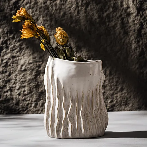 Ceramic Vase Wabi-sabi Style Nordic White Decorative Vase For Home Entryway Minimalist Flower Arrangement Ornament