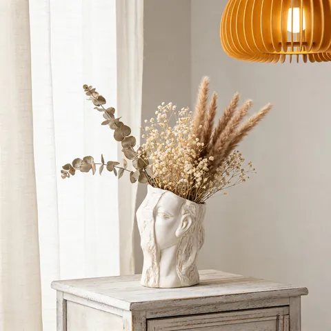 Nordic INS Creative Abstract Face Ceramic Vase Home Decor Modern Art Ornament For Dried Flower Living Room Desktop Decoration