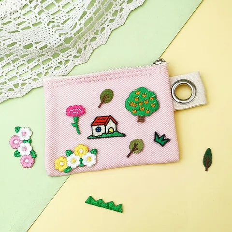 Toppe in Tessuto Ricamate con Piante di Cartoni Animati in Stile Coreano Fai da Te Albero della Foresta Termoadesivo Accessori per la Riparazione di Abiti