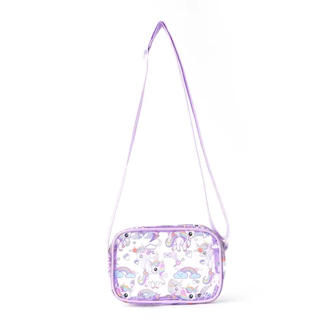 Kids Cartoon Transparent Shoulder Bag Cute Unicorn Print Messenger Bag Casual Portable PVC Coin Purse For Children