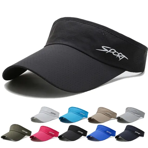 Sun Visor Hat Sports Mesh Breathable Empty Top Adjustable For Tennis Running Outdoor Unisex Sporty