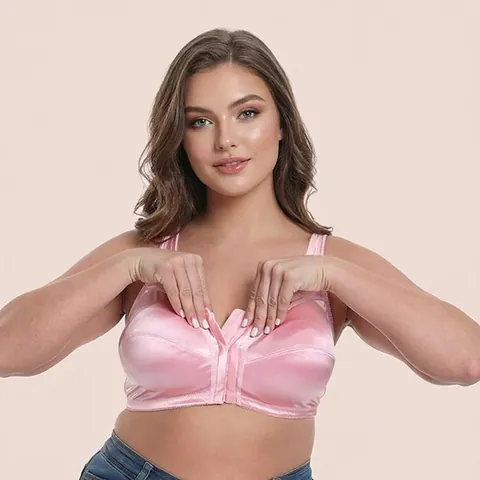 Damen Übergröße Minimizer BH Vorderverschluss Ohne Bügel Vollschale Nylon Satin BH Große Cup Atmungsaktiv Dünn Unterwäsche