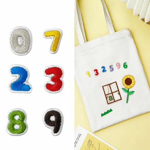 DIY Chiffres Lettres Colorés Rayon Broderie Écussons en Tissu Thermocollant Application Réparation de Vêtements Badges Décoratifs