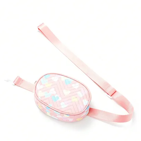 Kinder Süße Gürteltasche Regenbogen Herz Druck Brusttasche Große Kapazität Tragbare Sport Hüfttasche Mode Accessoires
