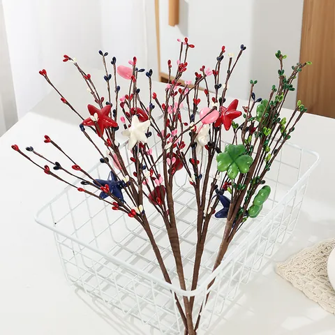 Tulipe Artificielle Fleur en Soie Branche de Fruit en Mousse Décoration d'Intérieur Salon Mariage Fête Plante de Simulation