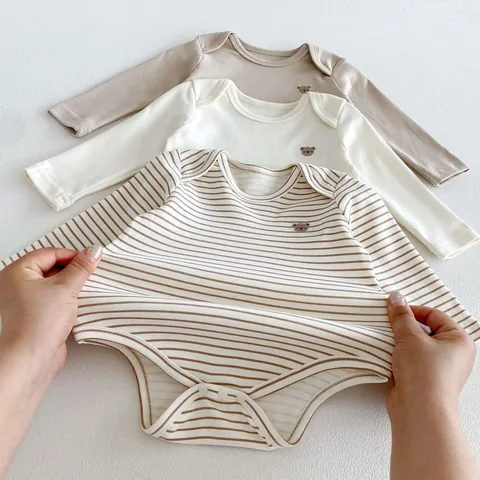 Newborn Baby Romper Pure Cotton Long Sleeve Infant Baby Boy Girl Jumpsuit Cute Bear Embroidery Spring Autumn Infant Clothes