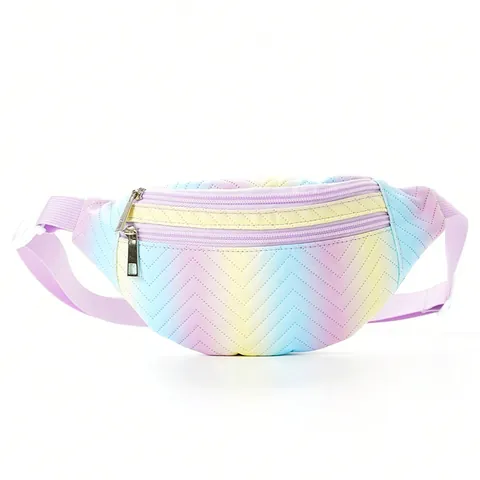 Kinder Brusttasche Süßer Farbverlauf Druck PU Leder Gürteltasche Lässige Tragbare Outdoor Aufbewahrungstasche Kinder Hüfttasche