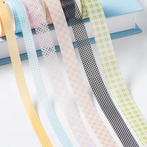 Kreatives Transparentes PET-Gitter-Washi-Tape-Set Mehrfarbig Bubble Plaid Serie DIY Scrapbooking Dekoratives Klebeband Büro Schulbedarf