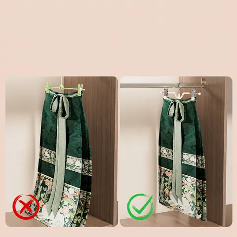 Multilayer Pants Hangers Stainless Steel Traceless Trouser Racks Space Saving Skirt Clamps Closet Storage