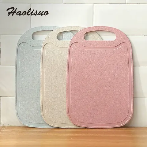 Nordic Wheat Straw Cutting Board For Kitchen Non-slip Thickened Plastic Chopping Board With Hanging Hole For Fruit Vegetables
