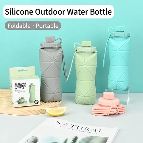 Portable Collapsible Silicone Water Bottle Leakproof Folding Sports Kettle For Outdoor Cycling Hiking Travel Drinking Bottle