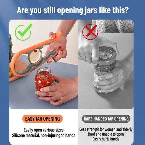 Abridor De Tarros Multifuncional 4 En 1 Abridor De Botellas Manual Antideslizante Para Diferentes Tamaños De Tapas Herramienta De Cocina