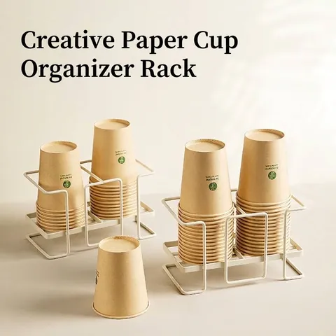 Soporte De Papel De Hierro Minimalista Japonés Organizador De Vasos Desechables Estante De Metal Para Hogar Y Oficina