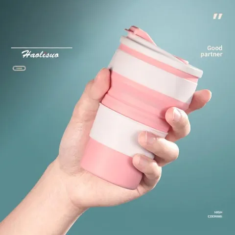 Taza de Agua de Silicona Plegable Botella de Viaje Portátil Resistente al Calor a Prueba de Fugas para Niños Bebé
