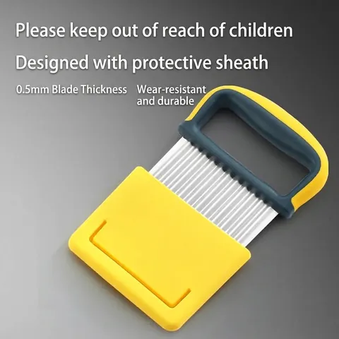 Manual Wavy Potato Slicer Stainless Steel Wave Blade Vegetable Cutter Fries Cutter With Ergonomic Handle And Protective Cover